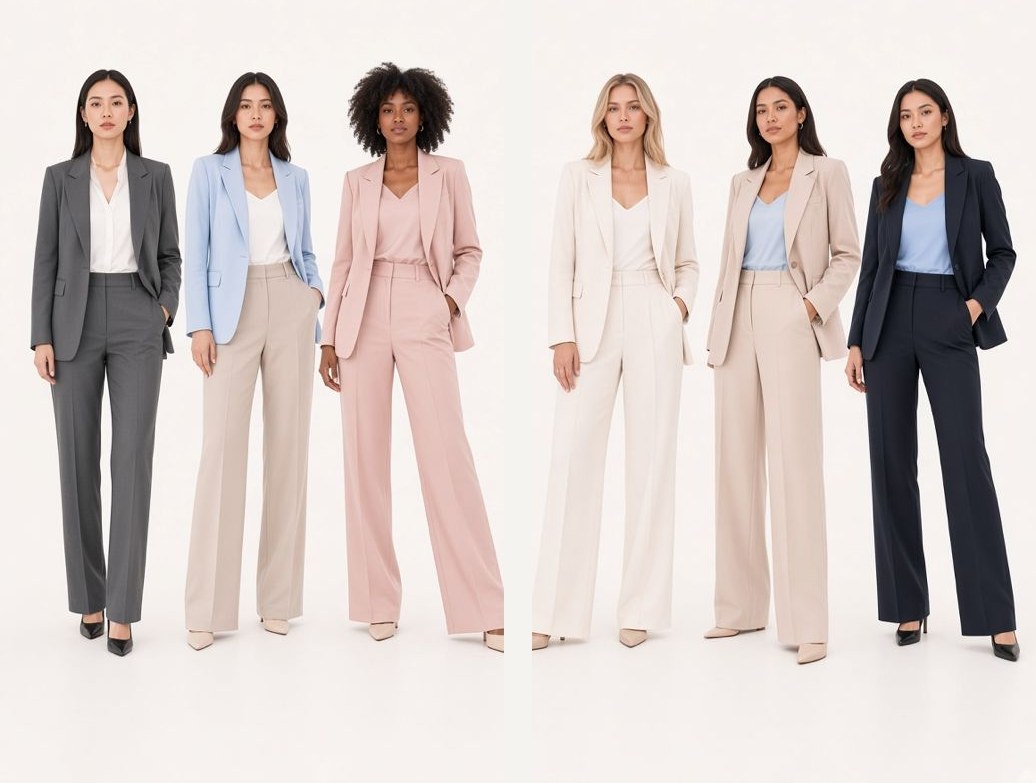 Six women wearing ON2NXT office suits